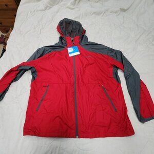 Columbia Windbreaker with Hood Red XXL NWT